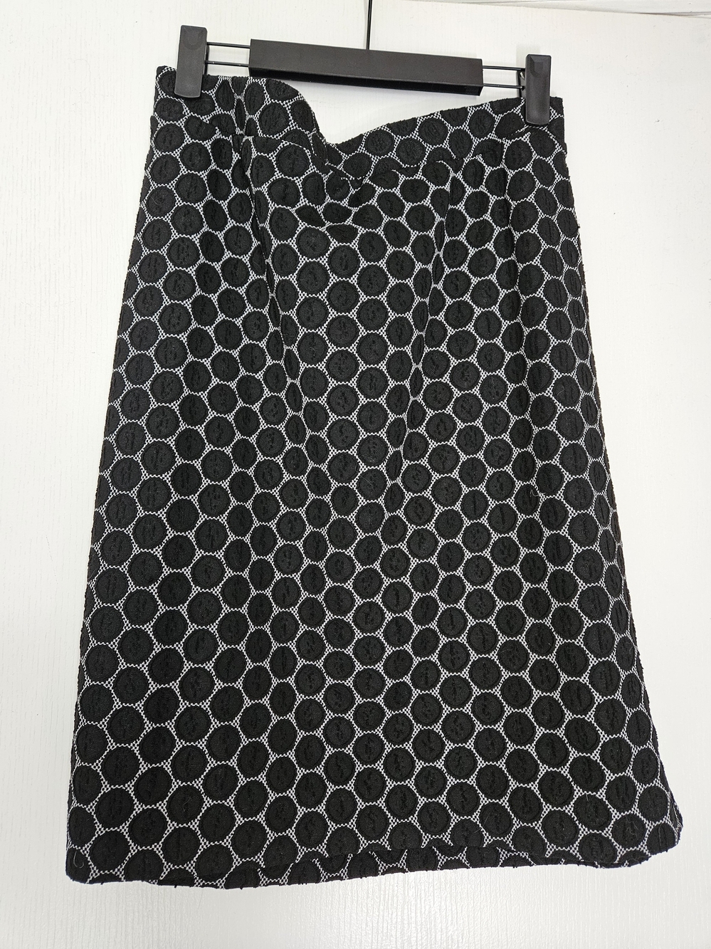 ELLE Boss Babe Black Dot Knee Length Skirt, XL, Stretchy, 14-16